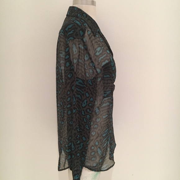 Equipment Femme Blouse - Green/Blue Leopard - Picture 3 of 5